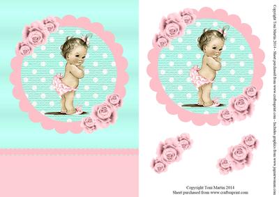 Vintage Baby Nappy Girl Topper & Decoupage
