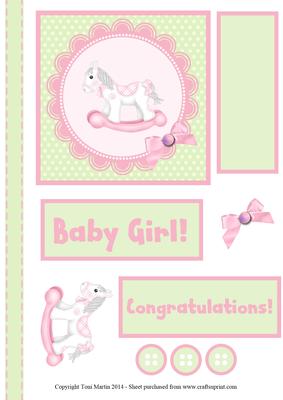 New Baby Girl Rocking Horse Card
