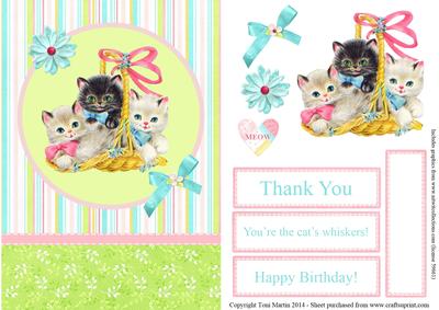 Three Kittens in a Basket Topper & Decoupage