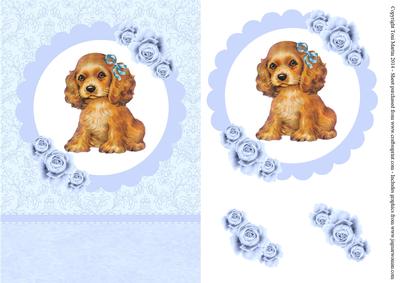 Puppy & Roses Topper & Decoupage