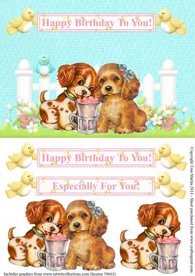 Cute Dogs Birthday Topper & Decoupage