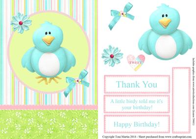 A Little Birdy Told Me It's Your Birthday Topper & Decoupage
