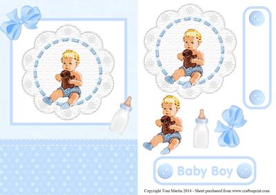 New Baby Boy Lace Topper & Decoupage