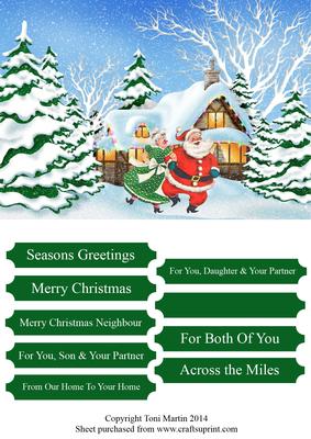 Mr & Mrs Claus Christmas Scene Topper & Sentiments