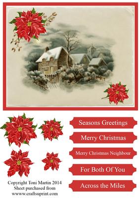 Winter Cottage Poinsettia Topper & Decoupage
