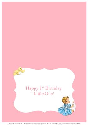 Happy 1st Birthday Insert - Little Girl