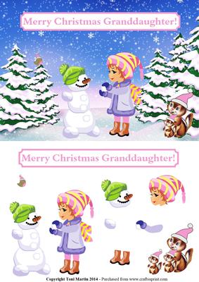 Merry Christmas Grandaughter Topper & Decoupage