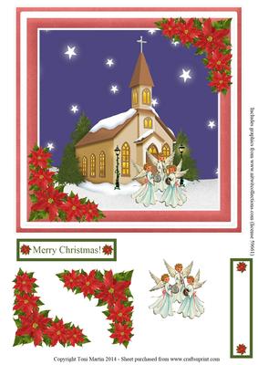 Angels & Church Christmas Night Scene Toppers & Decoupage