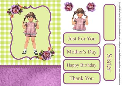 Vintage Girl Gingham Topper & Decoupage