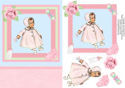 New Baby Girl Lace Topper & Decoupage