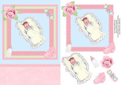 New Baby Girl Vintage Style Topper & Decoupage