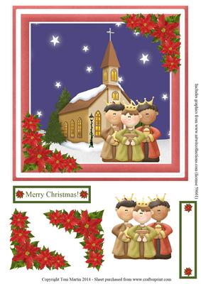 Nativity Three Wisemen Church Scene Topper & Decoupage