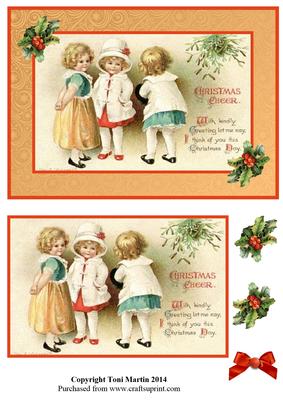 Vintage Christmas Kids Topper & Decoupage