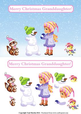 Christmas Granddaughter Cute Topper & Decoupage