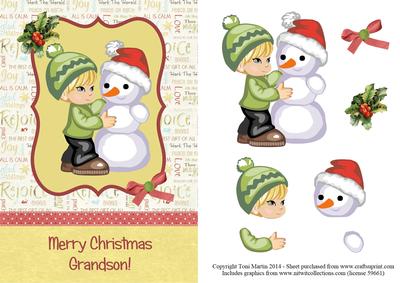 Merry Christmas Grandson Topper & Decoupage