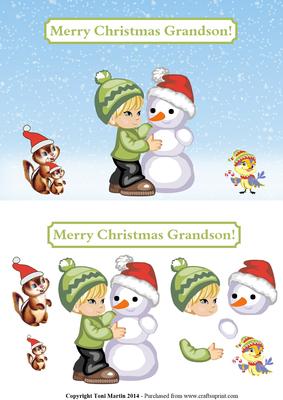 Christmas Grandson Cute Topper & Decoupage