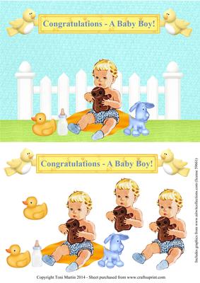 New Baby Boy Garden Topper & Decoupage