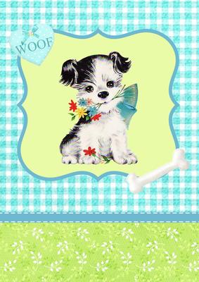 Cute Puppy with Flowers Topper