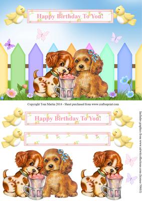Cute Dogs in the Garden Topper & Decoupage
