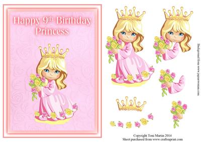 Little Princess Age 9 Birthday Topper & Decoupage