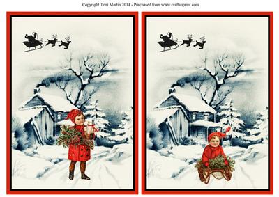 Christmas Winter Scene Toppers - Boy & Girl