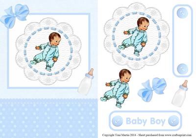New Baby Boy Lace Topper & Decoupage
