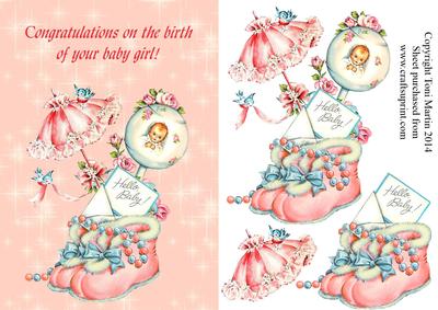 Congratulations - Baby Girl Decoupage Card