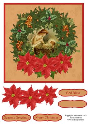 Nativity Wreath Topper & Decopuage - Baby Jesus & Angel