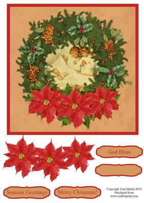 Nativity Wreath Topper & Decopuage - Jesus & Little Angels
