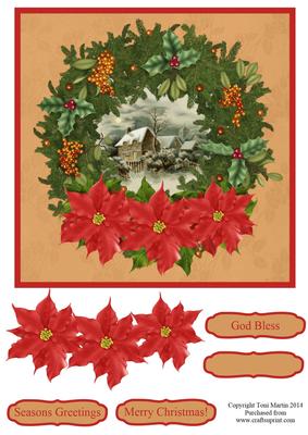 Snowy Cottage Christmas Wreath Topper & Decoupage