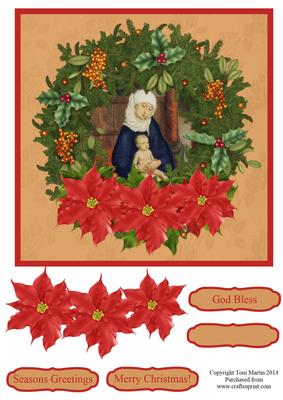 Nativity Wreath Topper & Decopuage - Mary & Baby Jesus