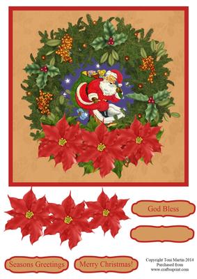 Santa in the Chimney Wreath Topper & Decoupage