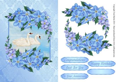 Swan Lake Topper & Floral Decoupage