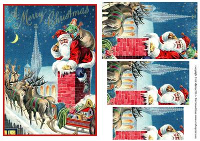 Santa in the Chimney Topper & Pyramage