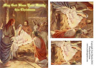 Christmas Nativity Scene Card Front / Topper & Pyramage