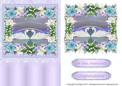 Elegant Swans Anniversary Topper & Decoupage