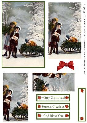 Christmas Kids in the Snow Topper & Pyramage