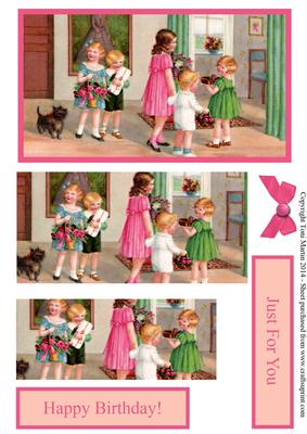 Vintage Kids Party Birthday Topper & Pyramage