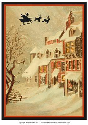 Snowy Street & Sleigh Christmas Scene Topper