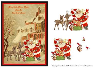 Snowy Street Santa & Friends Topper & Decoupage