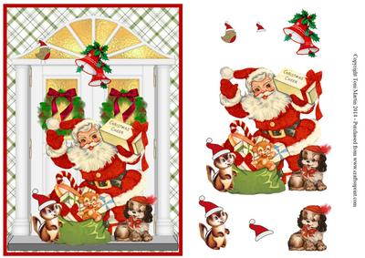 Christmas Door Scene Santa & Friends Topper & Decoupage