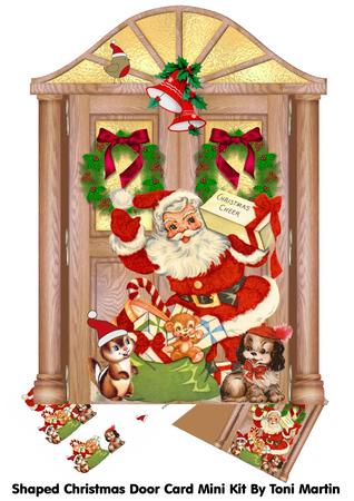 Shaped Christmas Door Scene Card Mini Kit & Decoupage