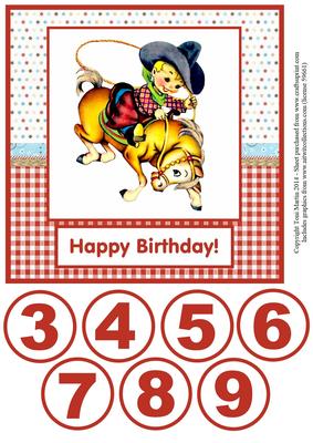 Cowboy Birthday Boy Topper Age Card