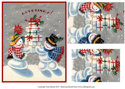 Christmas Snowmen Card Front / Topper & Pyramage