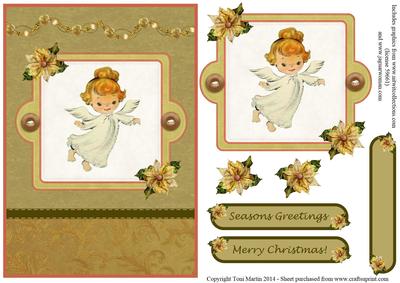 Christmas Angel Gold Card Topper & Decoupage