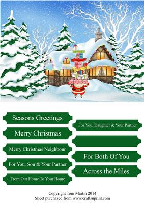 Santa & Presents Christmas Topper & Sentiments