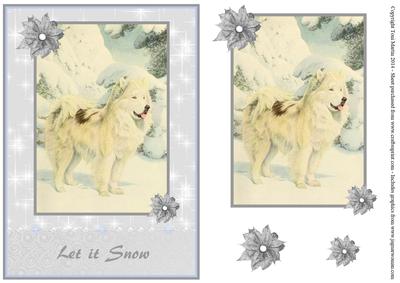 Beautiful Dog in the Snow Topper & Decoupage - Let It Snow