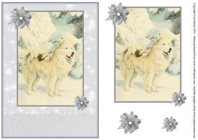 Beautiful Dog in the Snow Topper & Decoupage - Blank