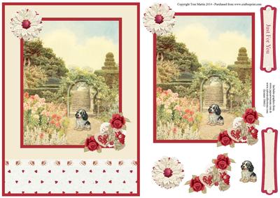 Puppy in the Garden & Floral Decoupage