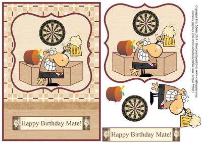 Beer Man Pub Birthday Mate Topper & Decoupage